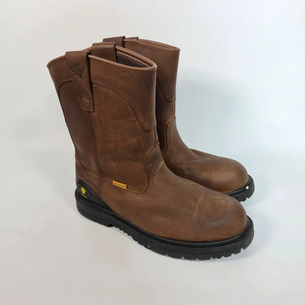 Herman Survivors Bison Mens 9 Brown Waterproof Steel Toe Pull On Work Boots